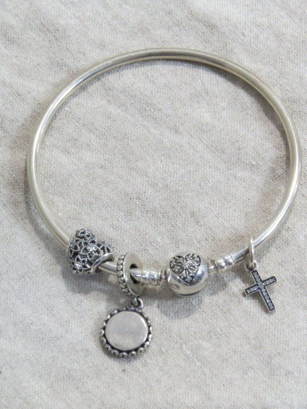 Pandora Heart of Winter Bangle Charm Bracelet Sterling Silver with Charms